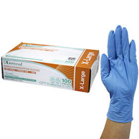 UNIVERSAL NITRILE EXAM GLOVES AS/NZ PF EN374 XL BLUE 1000/CT