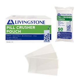 LIV PILL CRUSHER POUCH ROUNDED CORNER CLEAR 52X120MM 1000/BX