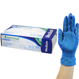 UNIV VINYL GLOVES 5.0G HACCP POWDER FREE M BLUE 1000/CTN
