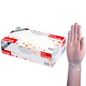 SOFEEL VINYL GLOVES 5.0G HACCP LOW POWDER L CLEAR 1000/CTN