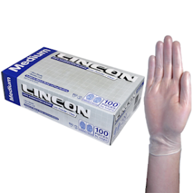 LINCON VINYL EXAM GLOVES 6.0G ASTM LOW POWDER M CLR 1000/CT