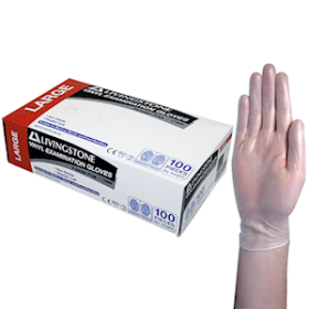 LIV VINYL EXAM GLOVES 6.5G ASTM POWDER FREE L CLEAR 1000/CTN