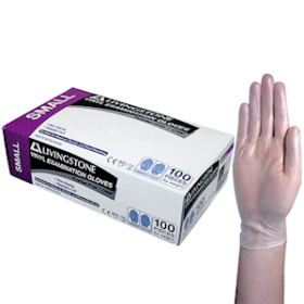 LIV VINYL EXAM GLOVES 5.5G ASTM POWDER FREE S CLEAR 100/BOX