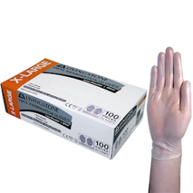 LIV VINYL EXAM GLOVES 7.0G ASTM LOW POWDER XL CLEAR 100/BOX