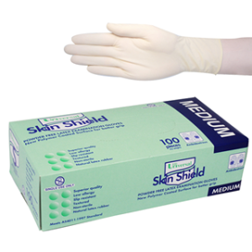 UNI S/SHIELD LATEX EXAM GLOVES ASNZ PF M CREAM HACCP 1000/CT