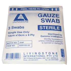 LIV GAUZE SWAB 7.5X7.5CM 8PLY COTTON STRL WHITE 1/PK 1000/CT