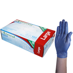 UNIV VINYL GLOVES 5.5G HACCP LOW POWDER L BLUE 1000/CTN