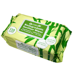 LIV ECO SANITISER WIPES 18X22CM 45GSM 110/PACK 4 PACKS/CTN