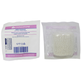 LIV CREPE BANDAGE MED WEIGHT 5CMX1.6M ALL COTTON STERILE, EA