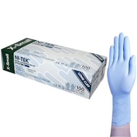 NI-TEK NITRILE GLV LNGCUF 300MM ASNZ PF EN374 XS BLUE 100/BX