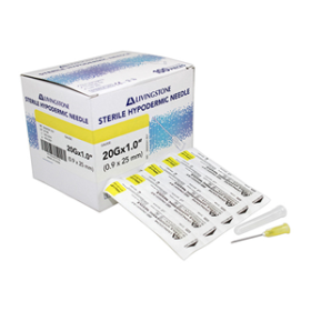 LIV HYPODERMIC NEEDLES, 20G (0.9MM) X 1 INCH (25MM), 100/BOX
