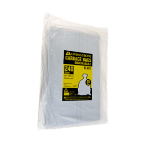 LIV GARBAGE BAG BL 240L 115X145CM 20uM HD HDPE BLK 200PCS/CT