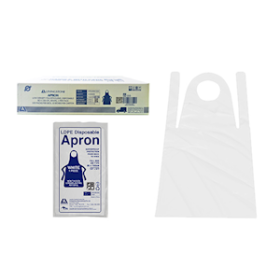 LIV DISP APRON 85X150CM LRG LDPE BIB TYPE WHITE HACCP 100/BX