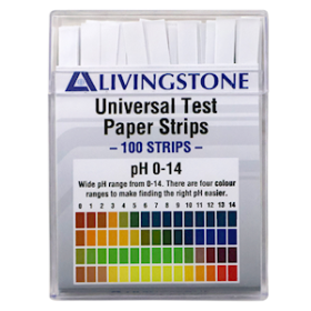LIV UNIVERSAL PH PAPER PH 0-14 W/COLOUR CHART 100 TESTS/PCK