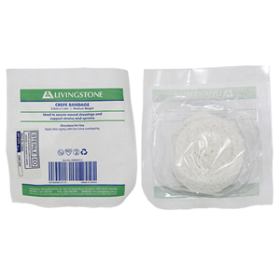 LIV CREPE BANDGE W/O CLIP 2.5CMX1.6M MED ALL CTTN STRL LOOSE