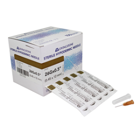 LIV HYPODERMC NEEDLES 26G(0.45MM)X0.50INCH(12MM) STRL 100/BX