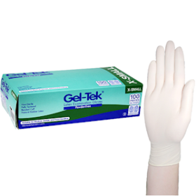GELTEK LATEX EXAM GLOVES AS/NZ POWDER FREE XS CREAM 1000/CTN