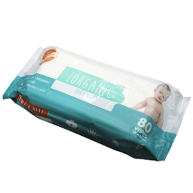 BABY WIPES 100pct ORGANIC BIODEGRADABLE, 19X21CM, 80/PK