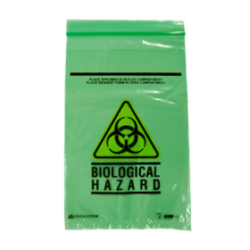 LIV BIO SPEC BAG 16X24.5CM 3PLY 2COMP GREEN TINT 2000/CARTON