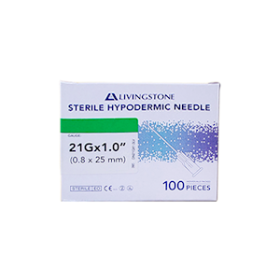 LIV HYPODERMIC NEEDLES 21G(0.8MM) X 1 INCH(25MM) STRL 100/BX