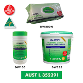 LIV-WIPE HOSPITAL DISINFECTANT WIPES TGA 20X30CM 100/TB 8/CT