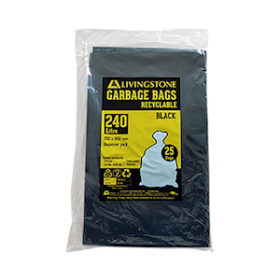 LIV GARBAGE BAG BL 240L 115X145CM 20uM HD HDPE BLK 200PCS/CT