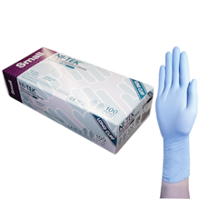 NI-TEK NITRILE GLV LCUFF 300MM ASNZ PF EN374 S BLUE 100/BOX