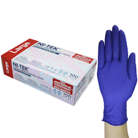 NI-TEK NITRILE ACCE FREE GLV ASTM PF EN374 L BLUEPLE 100/BOX