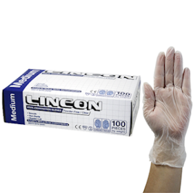 LINCON VINYL EXAM GLOVES 6.0G ASTM POWDER FREE M CLR 1000/CT