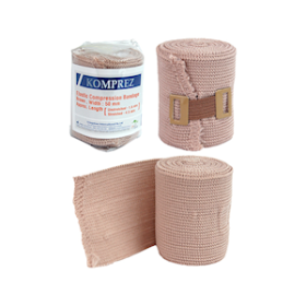 KOMPREZ ELAS HVY CMPRSSN BNDG W/CLIP BRWN 5CMX1.6/4.5M 12/PK