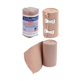 KOMPREZ ELAS HVY CMPRSN BNDG W/CLP BRWN 7.5CMX1.6/4.5M 12/PK