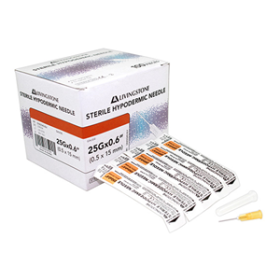 LIV HYPODERMIC NEEDLES 25G(0.5MM)X0.60INCH(15MM) STRL 100/BX