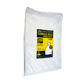 LIV GARBAGE BAG BL 240L 115X145CM 20uM HD, HDPE CLR, 200/CTN