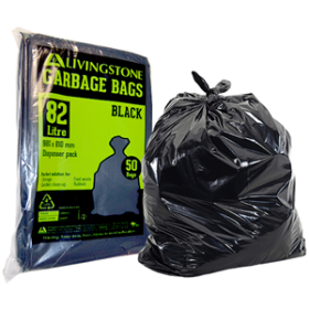 LIV GARBAGE BAG BL 82L 81X98CM 25uM HD LDPE BLK 500 PCS/CTN