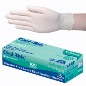 GELTEK FTU PROMO LATEX EXAM GLOVES ASNZ PF XS CREAM, 1000/CT