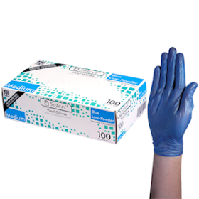 SOFEEL VINYL GLOVES 4.5G LOW POWDER M BLUE HACCP 100/BOX