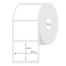 PERM DIRECT THERMAL PAPER LABELS 40X60MM 38MM CORE 1000/ROLL