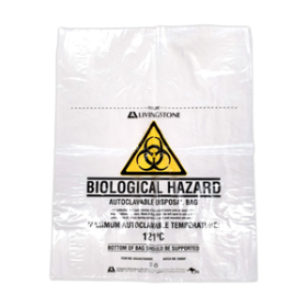 LIV AUTOCLAVABLE WASTE BAG 27X63CM 20L 50uM PP CLEAR 500/CTN