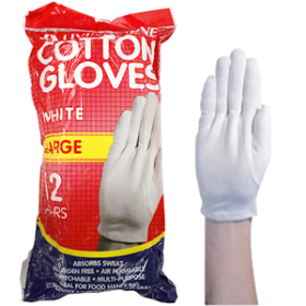 LIVINGSTONE COTTON GLOVES LARGE WHITE 480 PAIRS/CARTON