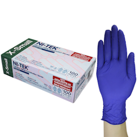 NI-TEK NITRILE ACCE FREE GLV ASTM PF EN374 XS BLUEPLE 100/BX