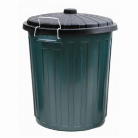 LIV RECYCLABLE PLASTIC GARBAGE BIN W/ LID, 55L, GREEN, EACH