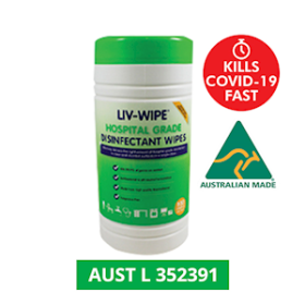 LIV-WIPE HOSPITAL DISINFECTANT WIPES TGA 20X30CM 100/TB 8/CT